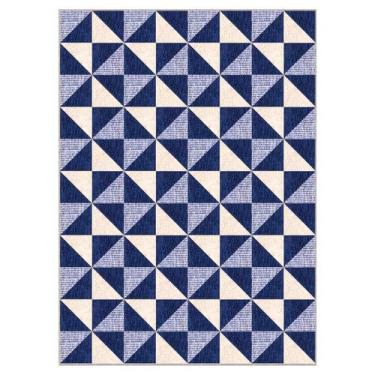 Imagem de Tapete Saturs Moderno Ladrilho Azul 200 x 250 cm Tapete para Sala e Qu