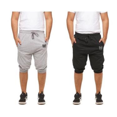 Imagem de Kit 02 bermudas de moleton wooks masculina skinny fitness, G, Cinzacla