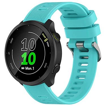Imagem de TopPerfekt Pulseira compatível com Garmin Forerunner 245 música 20 mm silicone macio pulseira de substituição para relógio Samsung Galaxy Watch 4 40 mm/Garmin vivoMove Luxe/Style (azul lago)
