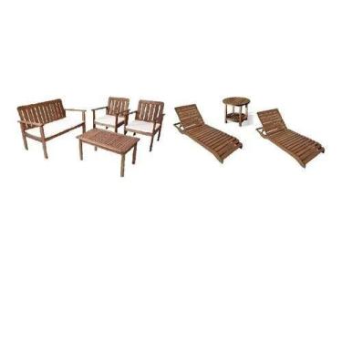 Imagem de Conjunto de Móveis Sofás mais Espreguiçadeiras e Mesa de Apoio Calis -