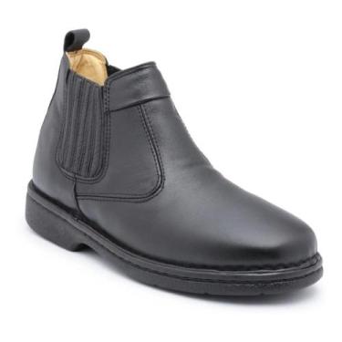 Imagem de Bota Botina em Couro Masculino Elástico Resistente Elegante Super Conf