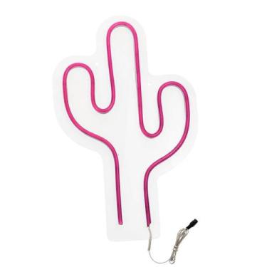 Imagem de Painel Luminoso Letreiro Criativo CACTO - Neon LED Rosa - Trybo 