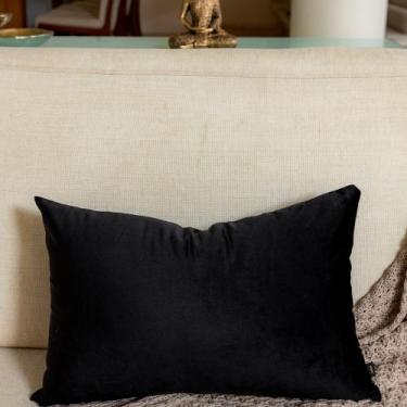 Imagem de Almofada em Veludo Preto Retangular - Cazachic, Somente Capa