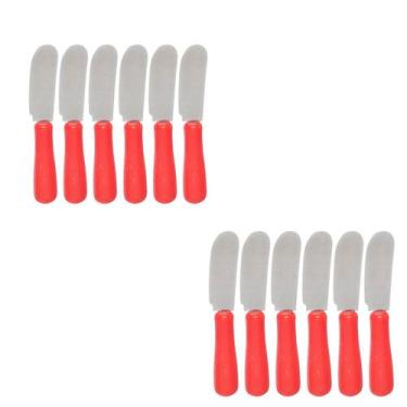 Imagem de JOGO C/12 MINI ESPÁTULAS P/ PATÊ GELÉIA INOX - Vermelho - unygift