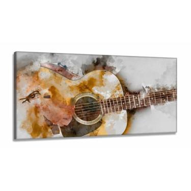 Imagem de Quadro Decorativo Sala Quarto Violão em Tecido Canvas 130x60 - Wall Fr