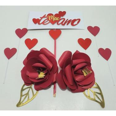 Imagem de Topo De Bolo Dia Das Mães Te Amo Mãe - Fabrica dos Enfeites