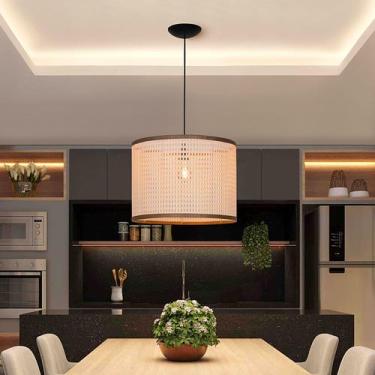 Imagem de Luminária Lustre Pendente De Teto Palha Indiana Cozinha Luxo - D+MOB, 