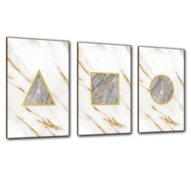 Imagem de Kit Placas Quadros Decorativos 3 pçs MDF 20x30 Forma Mármore - SHD Sol