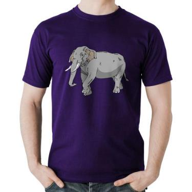 Imagem de Camiseta Algodão Elefante Ilustração - Foca na Moda, Roxo, GG