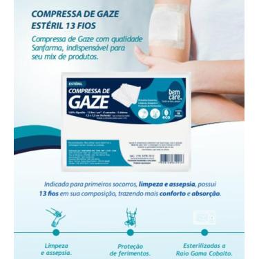 Imagem de Compressa de gaze bem care esteril 13 fios c/10 und - MARCA PROPRIA