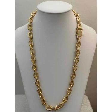 Imagem de Corrente 14mm Masculino Cadeado Banhado A Ouro 18k Luxo - ToJoia18k