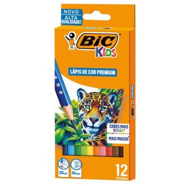 Imagem de Lápis De Cor Escolar Kids Com 12 Cores Evolution Premium Infantil Bic