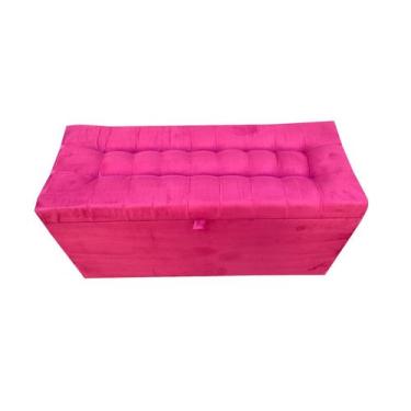 Imagem de Recamier puff baú em suede solteiro 100% mdf - rosa pink - NS