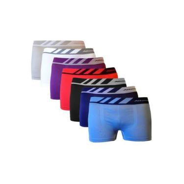 Imagem de Kit 5 Cuecas boxer box sem costura microfibra Altomax masculino Cores 