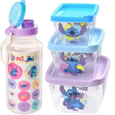 Imagem de Kit Infantil Lilo & Stitch C/ Garrafa Porta Lanche Escolar - Plasutil