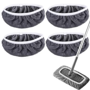 Imagem de Almofadas de esfregão de microfibra reutilizáveis, panos de limpeza a seco compatíveis com esfregão Swiffer Sweeper Mop, refil de panos úmidos para esfregar pisos (pacote com 4, esfregão não incluído)