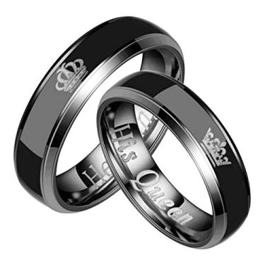 Imagem de Blowin Anel de noivado preto de aço inoxidável para homens e mulheres que mudam de humor Her King His Queen, Aço inoxidável