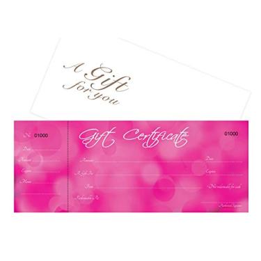 Imagem de Conjunto de 25 vales de oferta em branco - Fundo rosa - Vem com envelopes correspondentes gratuitos - Cupons de presente, vouchers para pequenas empresas