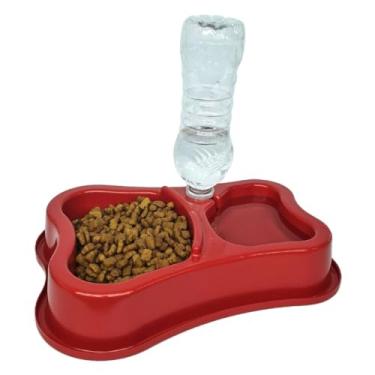 Imagem de Comedouro e Bebedouro Duplo Automatico para Caes Garrafa Pet Anti Formiga (Vermelho)