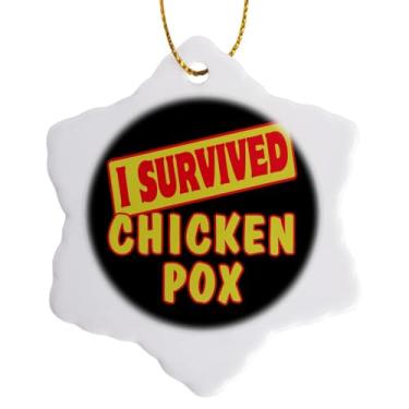 Imagem de 3dRose Ornamento de flocos de neve com design de orgulho e humor I Survived Chicken Pox, 7,62 cm