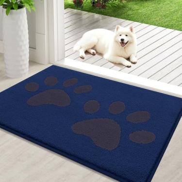 Imagem de Buganda Tapete de porta de cachorro para patas enlameadas, captador de sujeira absorvente, lavável, tapete de lama de perfil baixo antiderrapante para cães, tapete de porta de entrada frontal para