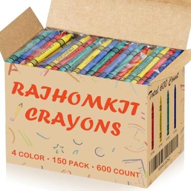 Imagem de RAIHOMKIT Pacote com 150 giz de cera jumbo para crianças, conjunto de giz de cera fácil de segurar, lembrancinhas de festa (4 cores)