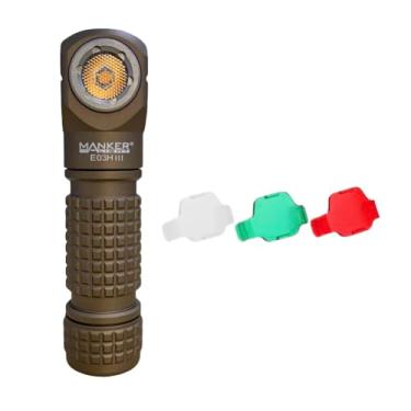 Imagem de Lanterna de bolso Manker E03H III – 800 lúmens, LED CRI R9080 alto 519A-V1 4000K, tempo de execução máximo de 12 horas, IP68 à prova d'água, cauda magnética, cor areia, incluindo alça de farol