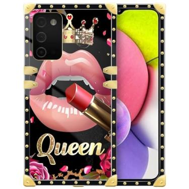 Imagem de WANKBLC Compatível com capa para Samsung Galaxy A03S, batom rosa rosa rainha leopardo luxuoso decoração dourada para meninas mulheres TPU macio à prova de choque protetor rígido PC traseiro