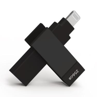 Imagem de PioData Apple MFi Certified 256 GB Black iXflash Backup Photo Stick 2 em 1 USB tipo A e Lightning, USB para iPhone, iPad, armazenamento externo de fotos para iPhone e computador