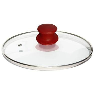 Imagem de Tampa Vidro Panela/caçarola/frigideira 28cm Puxador Vermelho