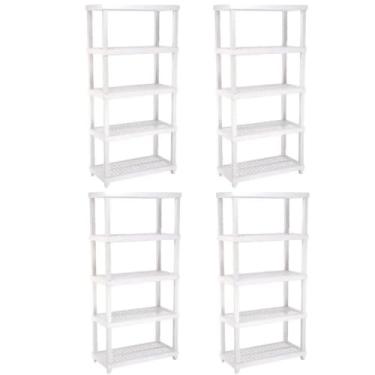 Imagem de 4 Estantes Modular 5 Prateleiras Câmara Fria Até 250kg Multiuso Ordene Branca Plástica