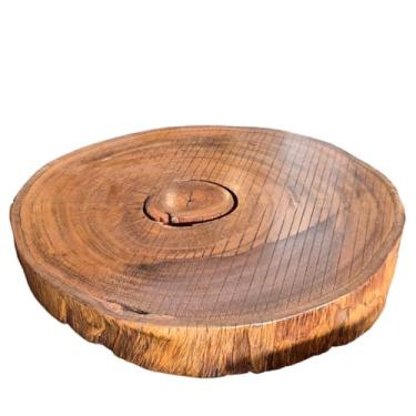 Imagem de Mesa de Centro Bolacha em Tora de Pequiá com Rodinhas CM