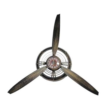 Imagem de Bothyi Decoração de parede de hélice do avião Arte da parede Decorativa Presente de aniversário prático Relógio de suspensão exclusivo para sala de estar, Bronze