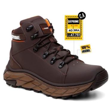 Imagem de Coturno CATPRIIME de Couro com CA - Café Laranja - Solado Antiderrapan