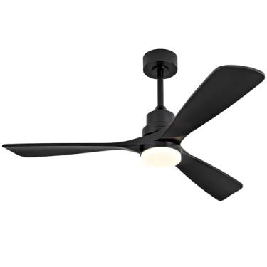 Imagem de BOJUE Ventiladores De Teto Pretos De 52 Polegadas Com Luzes E Controle Remoto, Reguláveis, Motor Dc Bastante Reversível, Função De Memória, Ventilador De Teto Interno E Externo Moderno De Madeira Ma