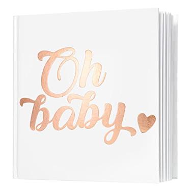 Imagem de Calculs Oh Baby Bridal Party Decoration Picture Book 8.5” Quadrado Polaroid Baby Shower Guest Book Páginas Em Branco Para Fotos Capa Branca Rose Gold Stamping