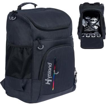 Imagem de Hytiland Bolsa De Patins Com Vários Compartimentos Mochila Para Patins No Gelo Alças Ajustáveis Bolsa Para Patins Artísticos Até Eua Tamanho Masculino 13 Patinação De Velocidade Em Linha E Quad Para