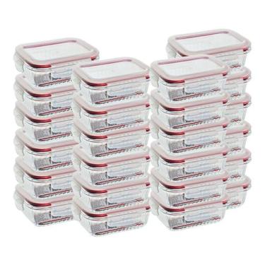 Imagem de Kit 24 Potes Tigela Hermeticos Tampa c/ 4 Travas Vidro Canelado - Belo