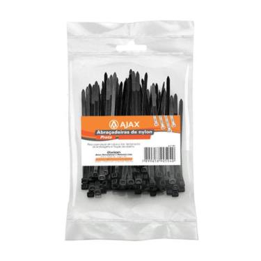 Imagem de Cinta fita abraçadeira de nylon 4,8 x 300 mm preta 1000un - AJAX