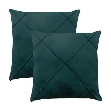 Imagem de Kit 2 Capas para Almofada Drapeada em Veludo Quadrada 50x50 com Enchim
