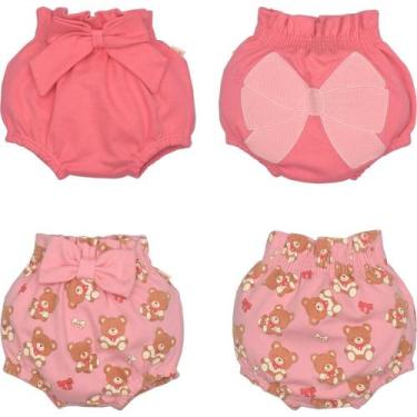 Imagem de Kit 2 Tapa Fralda Bebê Menina Rosa Ursinho Lacinho Upi Uli - Upi Ulli,
