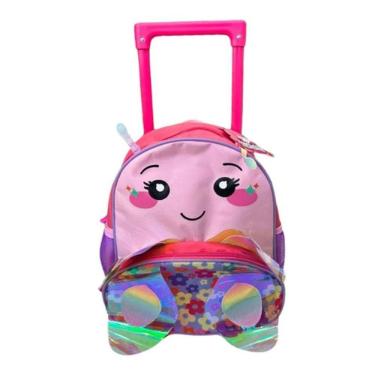 Imagem de Mochila Escolar Infantil com Rodinhas Borboleta IN2590KR Rosa - Tututti