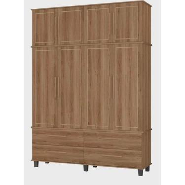 Imagem de Roupeiro Colonial Triplex House 4 Portas Alto Cor Freijó Rús - Fabrimó