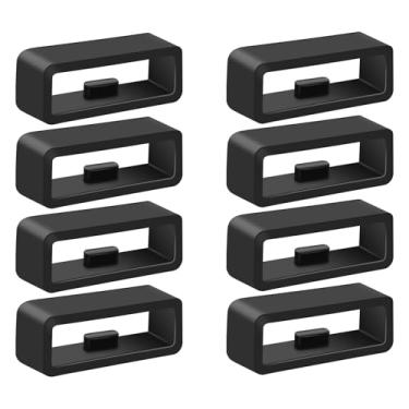 Imagem de Pacote com 8 pulseiras de relógio compatíveis com Garmin Forerunner 265/35/235, Forerunner 945/935, pulseiras de relógio de substituição de silicone/suporte/anéis de fixação de retenção (8 x preto)