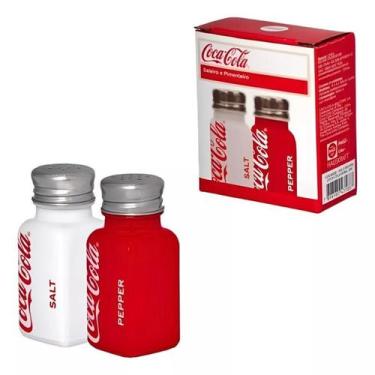 Imagem de Conjunto Saleiro Pimenteiro Cocacola Vidro 80ml 2 Peças - Store Biroch