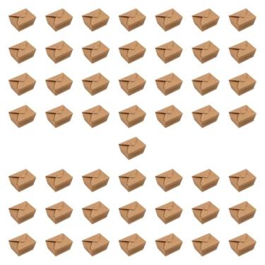 Imagem de ＫＬＫＣＭＳ 50x tigelas descartáveis ​​caixas de salada kraft comida conveniente tirar caixa caixas de embalagem de alimentos para legumes frutas acampamento, 800ml