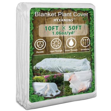 Imagem de Hyxanons 10 * 50FT Plant Covers Freeze Protection, 1.06 oz/yd² Large Thick Floating Row Cover Fabric for Winter Frost Protection, White Blanket Cloth for Outdoor Garden Vegetables in Cold Weather