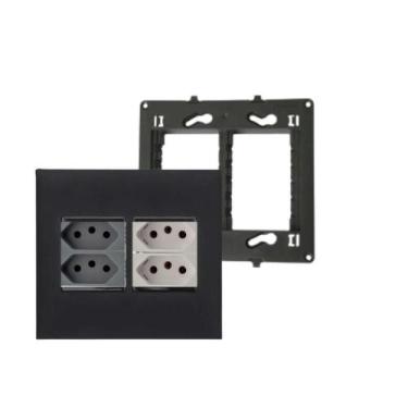 Imagem de Conjunto Placa 4x4+Suporte+4 Mod Tomada 10A+20A Pial Plus+ - Legrand