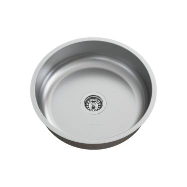 Imagem de Cuba para Pia de Cozinha em Aço Inox Redonda 37x37x10cm Alto Brilho com Válvula GhelPlu...