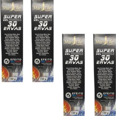 Imagem de Super Gel Desodorante Massageador Mary Life 30 Ervas Bisnaga 150g Kit 